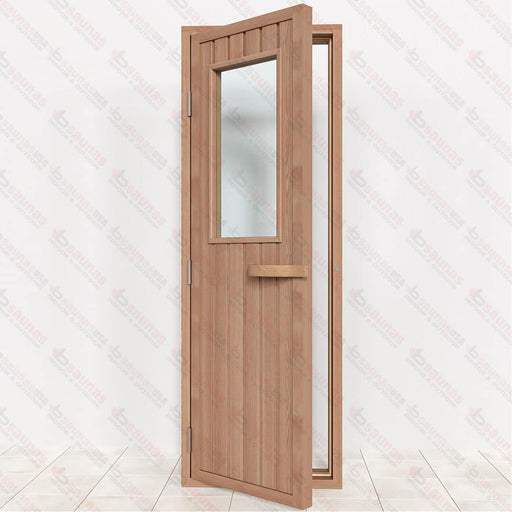 Western Red Cedar Door With Glass Window, 700x2040mm (27 1/2″ x 80 1/2″) - West Coast Saunas - BSAURCDWWRH