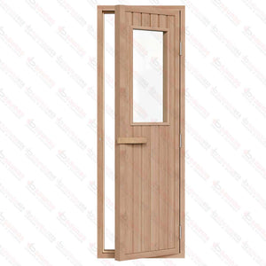 Western Red Cedar Door With Glass Window, 700x2040mm (27 1/2″ x 80 1/2″) - West Coast Saunas - BSAURCDWWRH