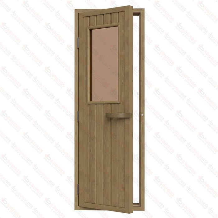 Western Red Cedar Sauna Door With Bronze Glass Window, 690×1890 mm (27 1/8″ x 74 3/8″) - West Coast Saunas - BSAUWRCDBGRH