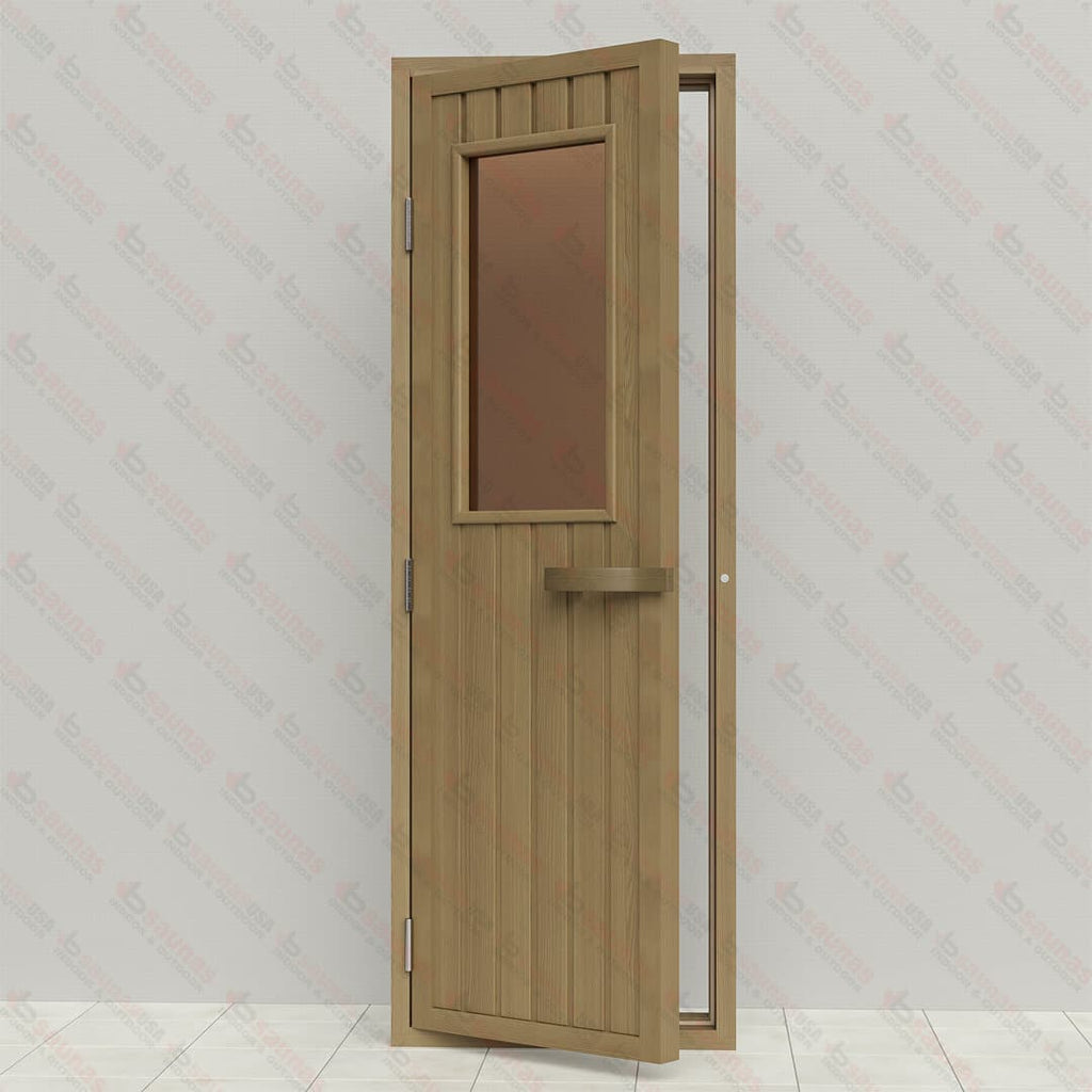 Western Red Cedar Sauna Door With Bronze Glass Window, 690×1890 mm (27 1/8″ x 74 3/8″) - West Coast Saunas - BSAUWRCDBGRH