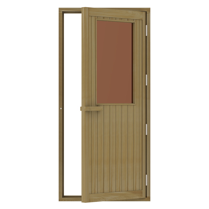 Western Red Cedar Sauna Door With Bronze Glass Window, 690×1890 mm (27 1/8″ x 74 3/8″) - West Coast Saunas - BSAUNAWRCBGWDR