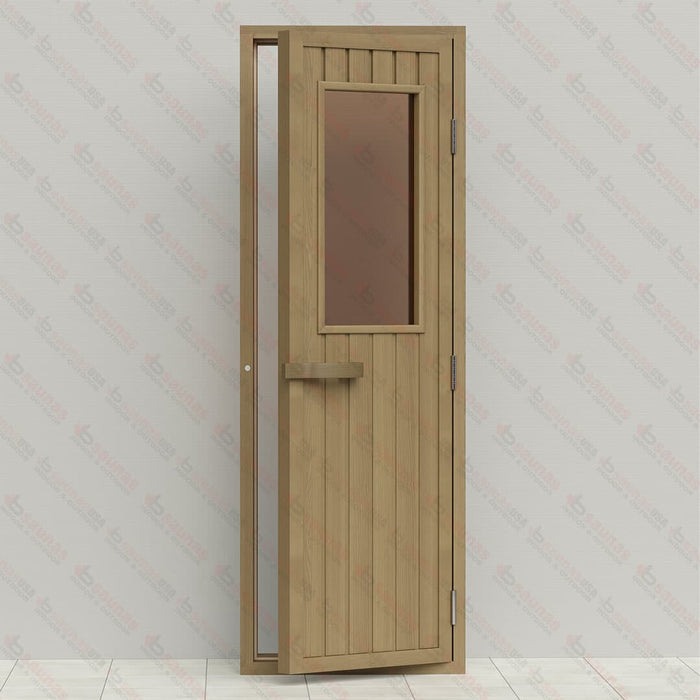 Western Red Cedar Sauna Door With Bronze Glass Window, 690×1890 mm (27 1/8″ x 74 3/8″) - West Coast Saunas - BSAUWRCDBGRH