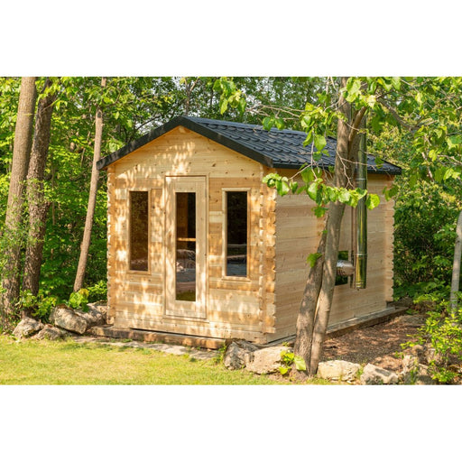 Canadian Timber Georgian Outdoor Traditional Cabin Sauna with Changing Room - West Coast Saunas - CTC88CW