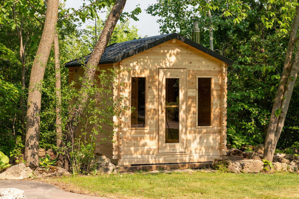 Canadian Timber Georgian Outdoor Traditional Cabin Sauna with Changing Room - West Coast Saunas - CTC88CW