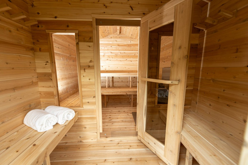 Canadian Timber Georgian Outdoor Traditional Cabin Sauna with Changing Room - West Coast Saunas - CTC88CW