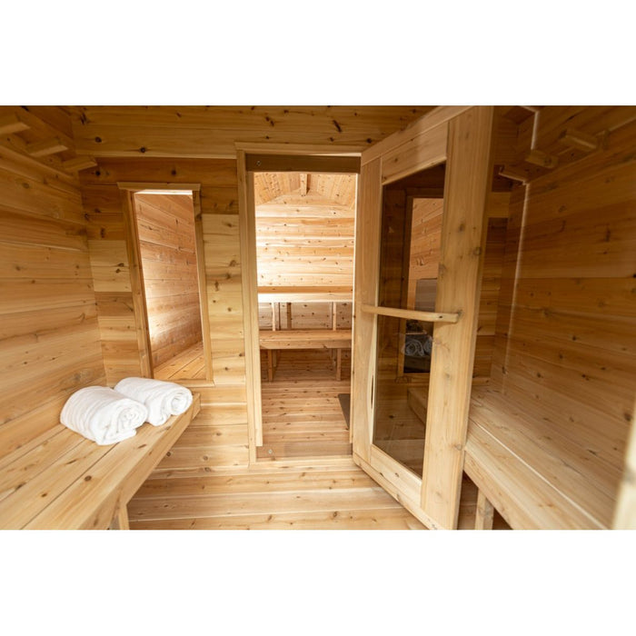 Canadian Timber Georgian Outdoor Traditional Cabin Sauna with Changing Room - West Coast Saunas - CTC88CW