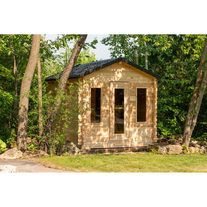 Canadian Timber Georgian Outdoor Traditional Cabin Sauna with Changing Room - West Coast Saunas - CTC88CW