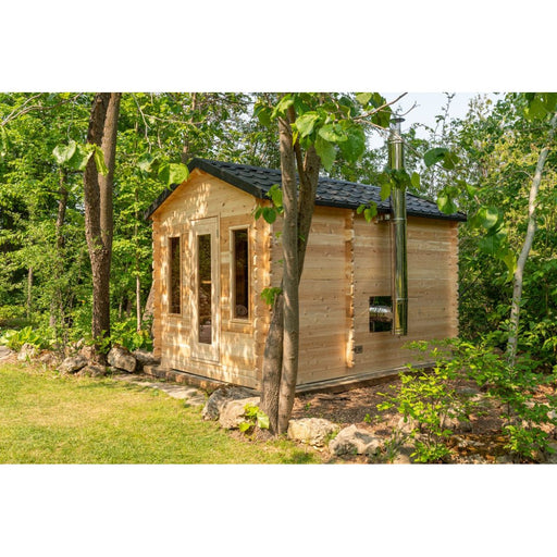 Canadian Timber Georgian Outdoor Traditional Cabin Sauna with Changing Room - West Coast Saunas - CTC88CW