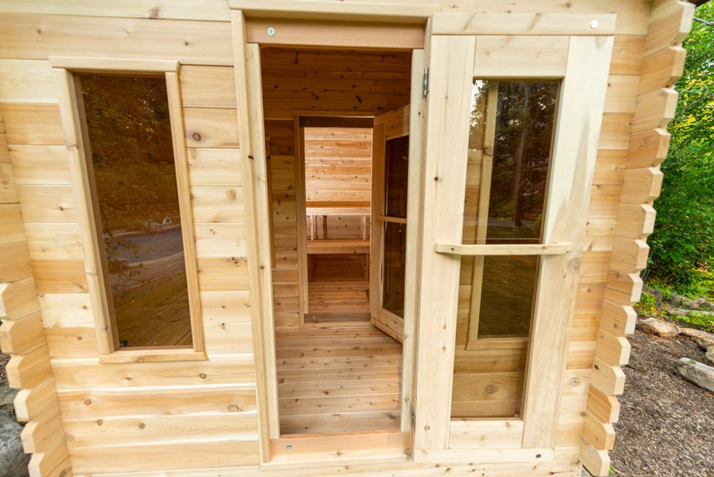 Canadian Timber Georgian Outdoor Traditional Cabin Sauna with Changing Room - West Coast Saunas - CTC88CW