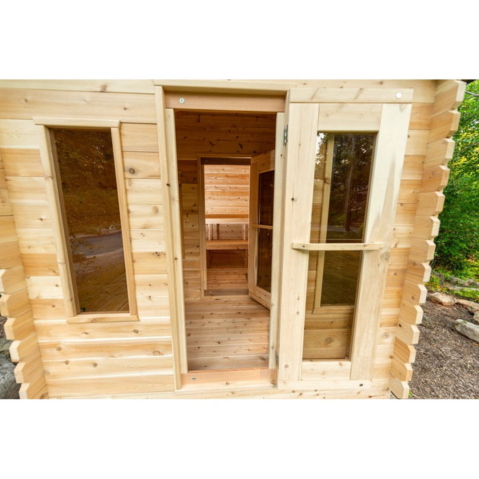 Canadian Timber Georgian Outdoor Traditional Cabin Sauna with Changing Room - West Coast Saunas - CTC88CW