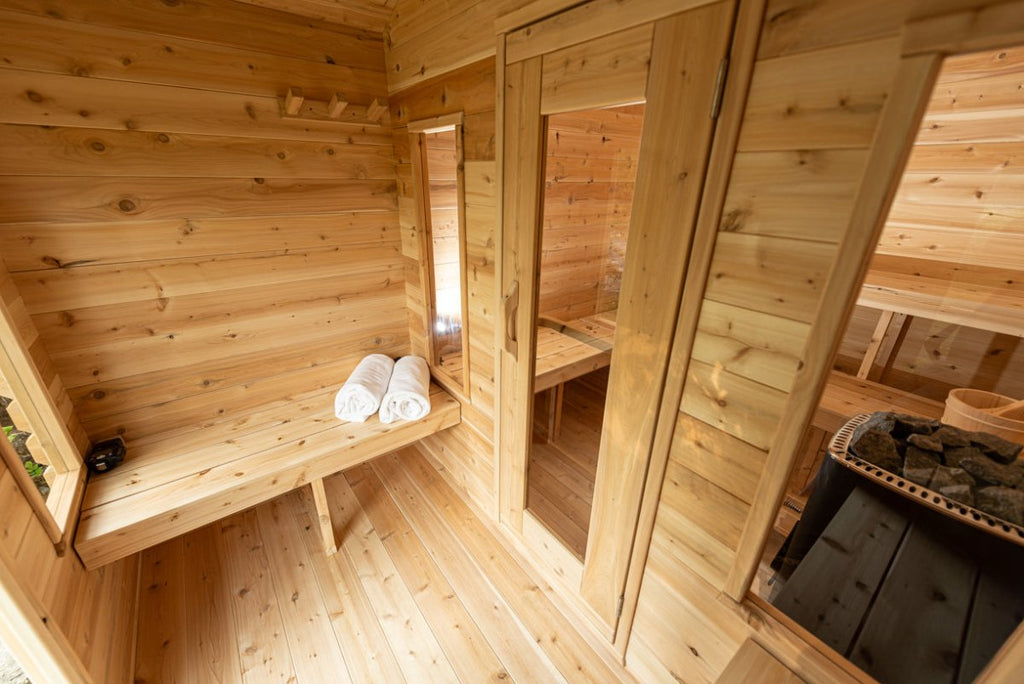 Canadian Timber Georgian Outdoor Traditional Cabin Sauna with Changing Room - West Coast Saunas - CTC88CW