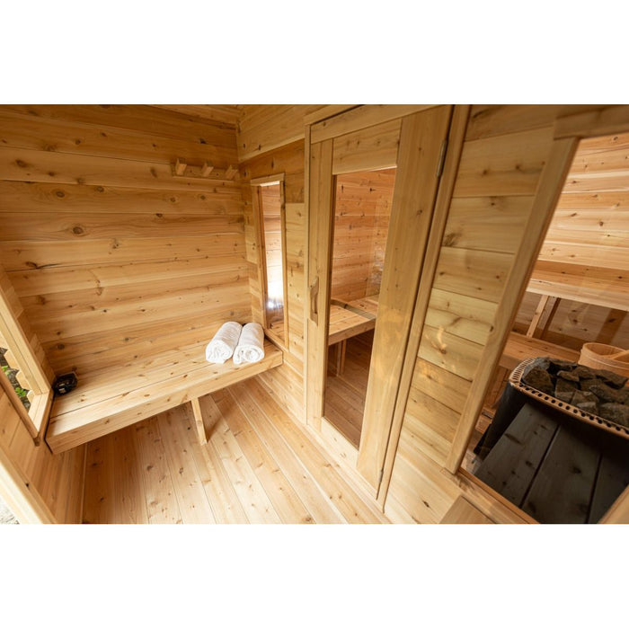 Canadian Timber Georgian Outdoor Traditional Cabin Sauna with Changing Room - West Coast Saunas - CTC88CW