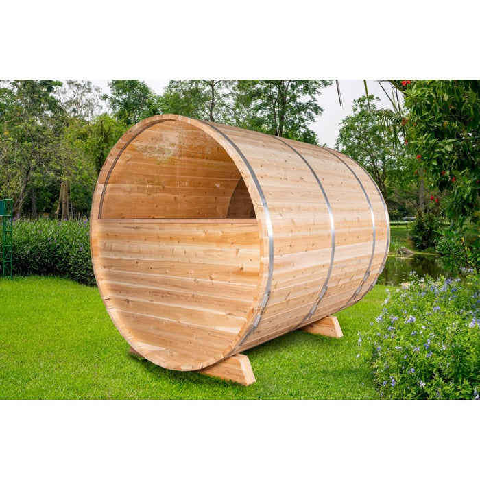 Canadian Timber Serenity Glass Window Barrel Sauna - West Coast Saunas - CTC2245MP