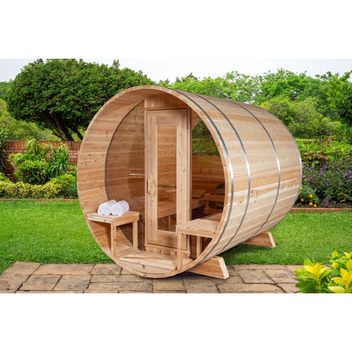 Canadian Timber Serenity Glass Window Barrel Sauna - West Coast Saunas - CTC2245MP