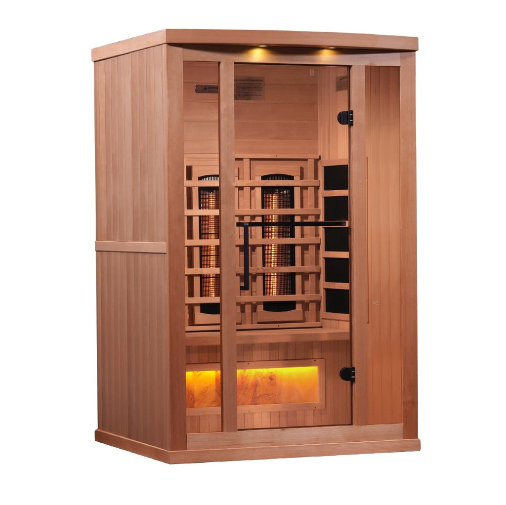 Golden Designs 2-Person FAR Infrared Sauna with Himalayan Salt Bar - West Coast Saunas - GDI-8020-02