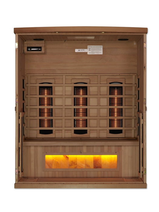 Golden Designs 3-Person FAR Infrared Sauna with Himalayan Salt Bar - West Coast Saunas - GDI-8030-02