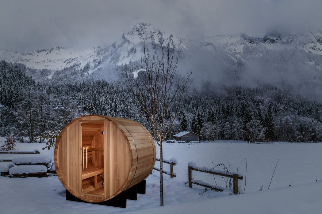St. Moritz Traditional Outdoor Barrel Steam Sauna - West Coast Saunas - GDI-B002-01